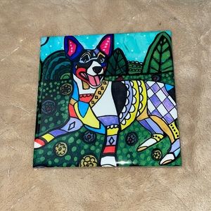 Fox Terrier tile with hanger 4.25 x 4.25 inches